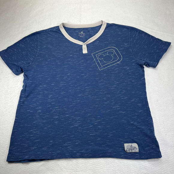 Disney Other - Disney Epcot Henley Men's Medium Short Sleeve Graphic T Shirt Blue White
